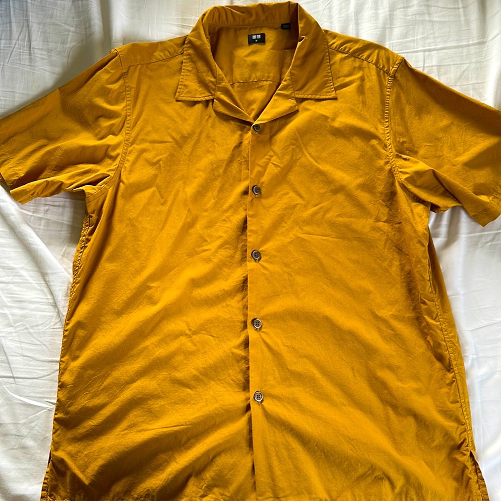 Uniqlo Men's Casual Button Down Shirt - Mustard Yellow